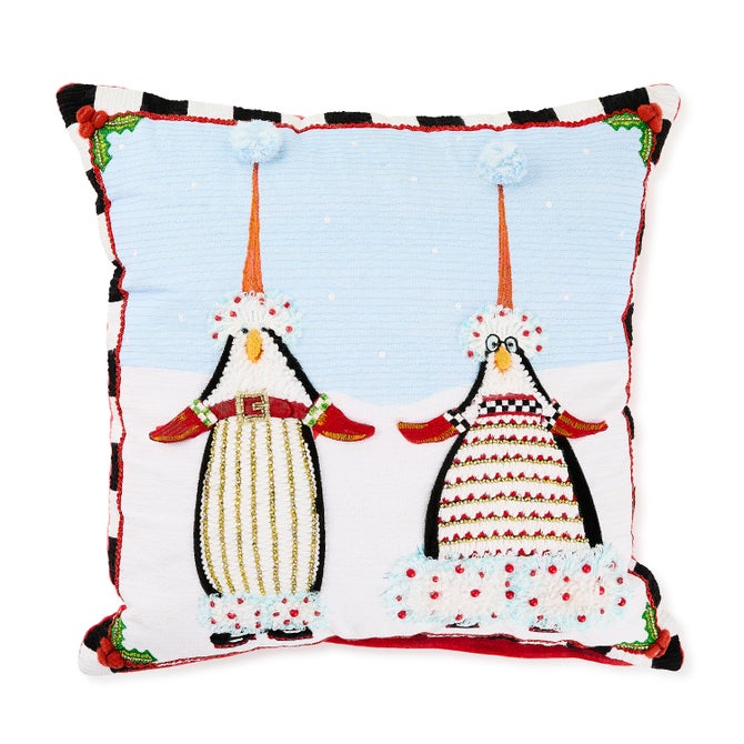 Patience Brewster Santa Penguins Throw Pillow