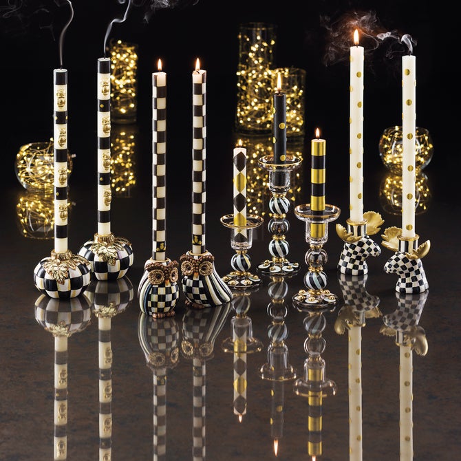 Mini Black & Gold Dinner Candles, Set of 6