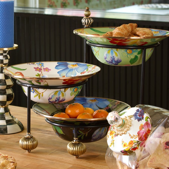 Floral Enamel Serving Bowl