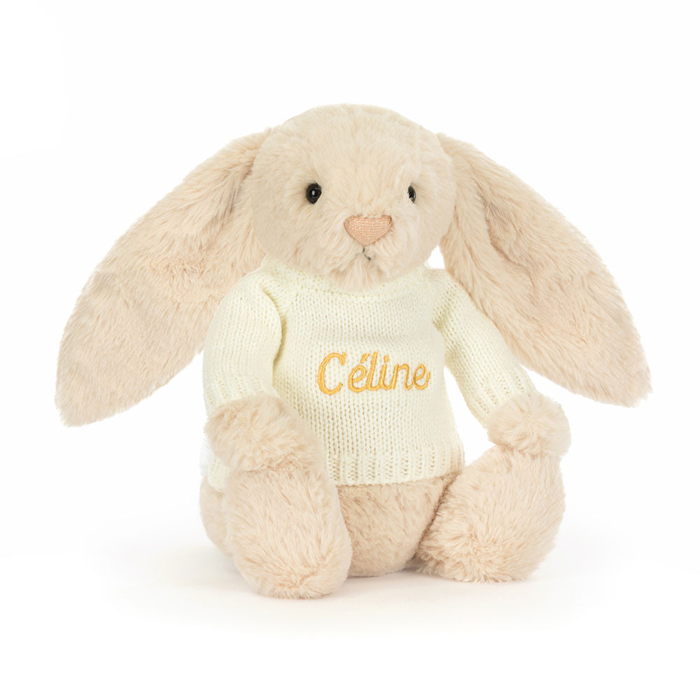 Bashful Luxe Bunny Willow With Personalised Cream Jumper