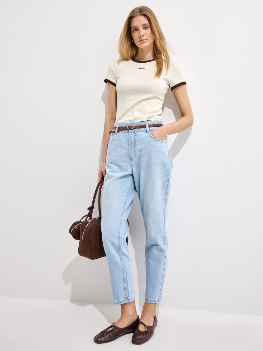 Jeansy paperbag z paskiem