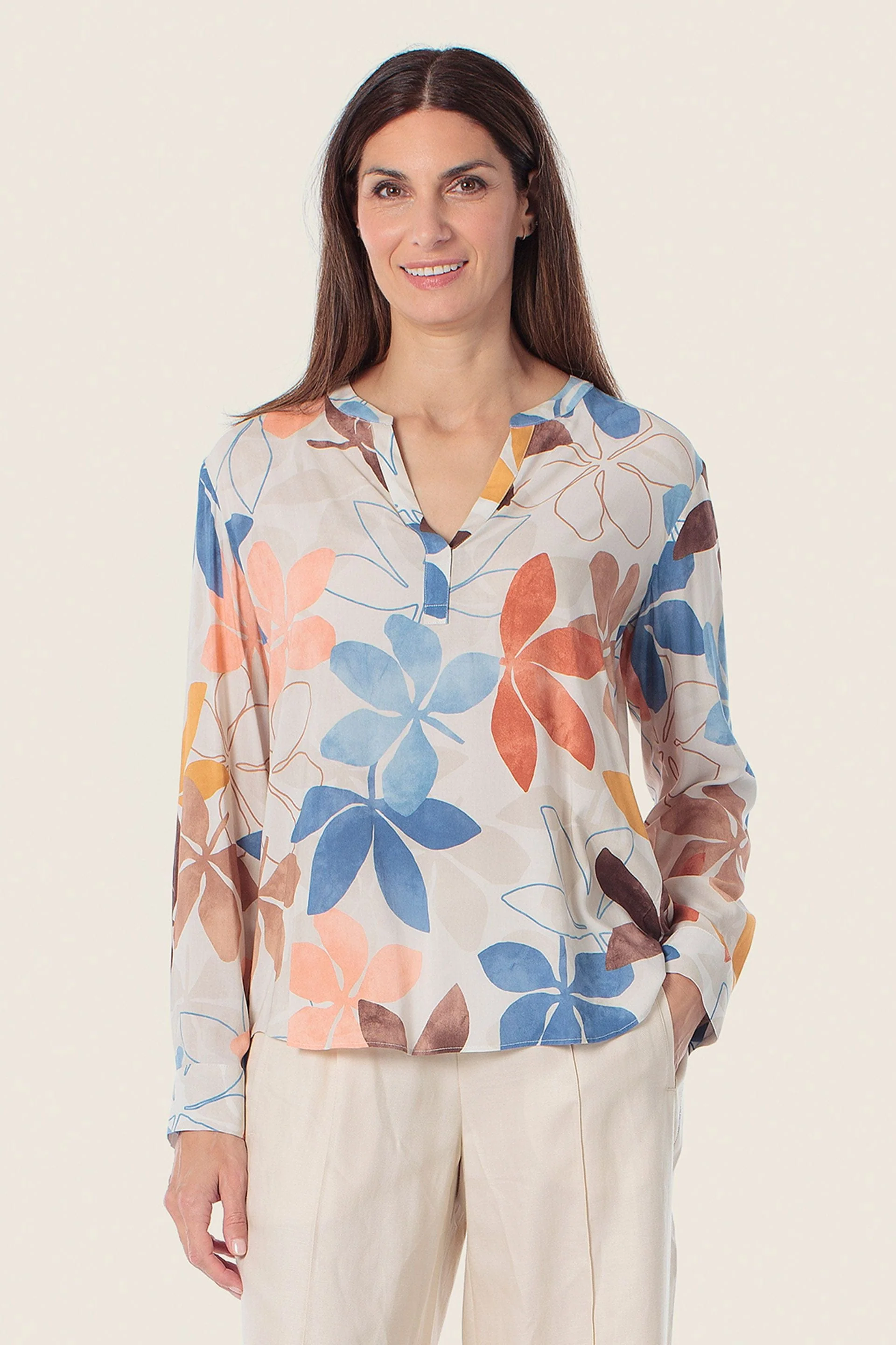 Bedruckte Viskosebluse mit Blumenmuster