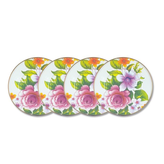 White Flower Market White Salad Plates, Set of 4
