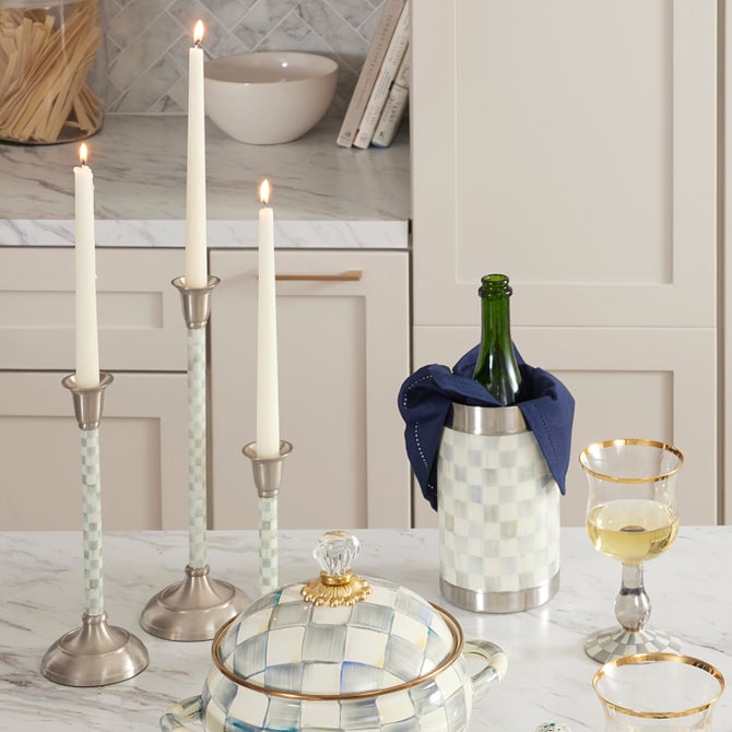 Sterling Check Large Candlestick