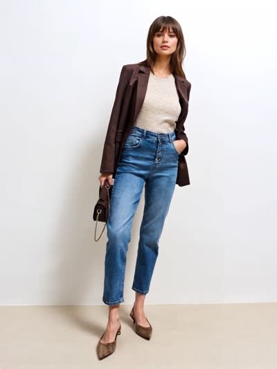 Jeansy mom slim push up