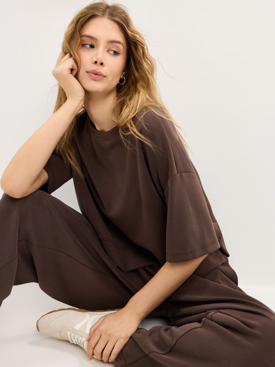 Spodnie wide leg z modalem