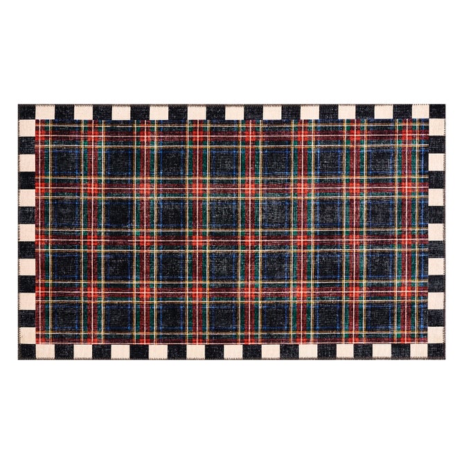 Stewart Tartan Black 3' x 5' Washable Rug