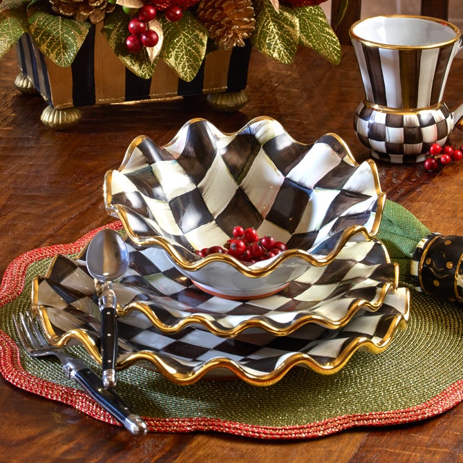 Courtly Check Ceramic Fluted Breakfast Bowl