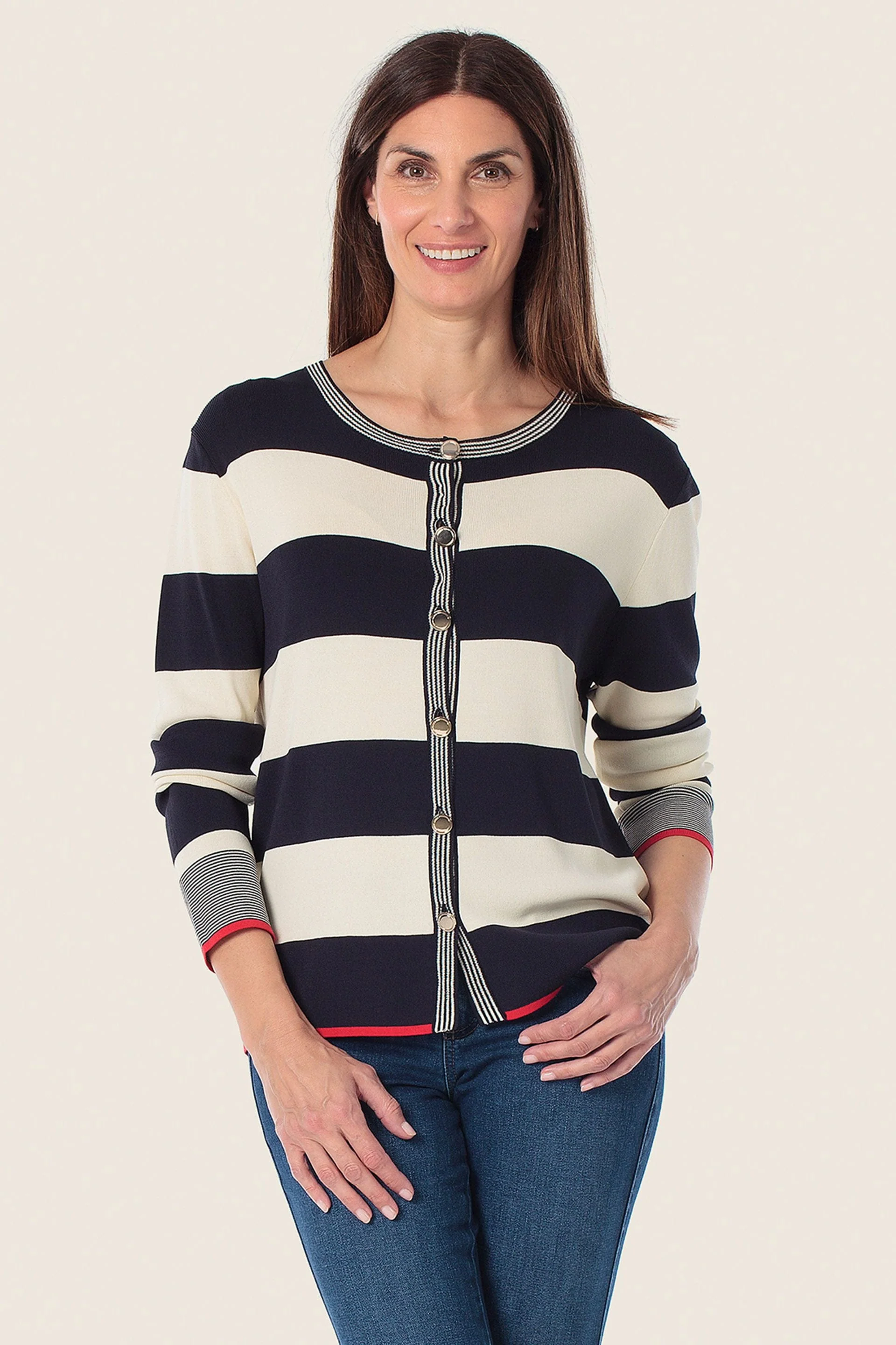 Strickjacke mit breiten Streifen