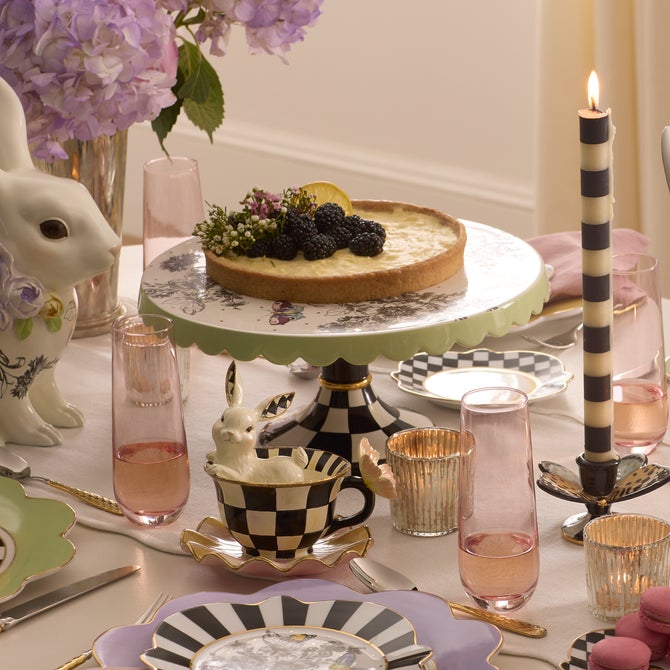 Butterfly Toile Large Pedestal Platter