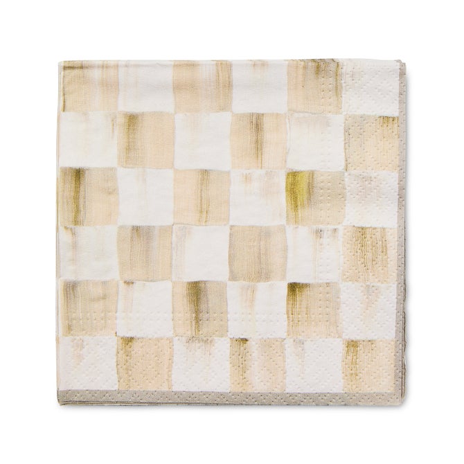 Mocha Check Cocktail Paper Napkins