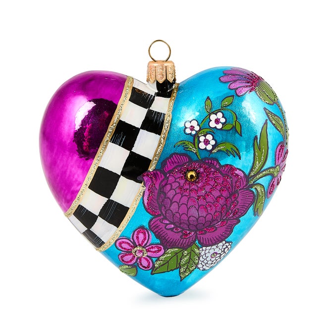 Floral Heart Glass Ornament
