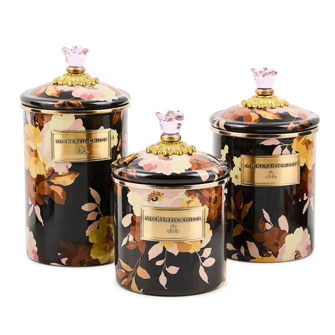Wild Rose Brown Canisters, Set of 3