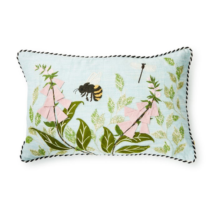 Floral and Bee Lumbar Throw Pillow