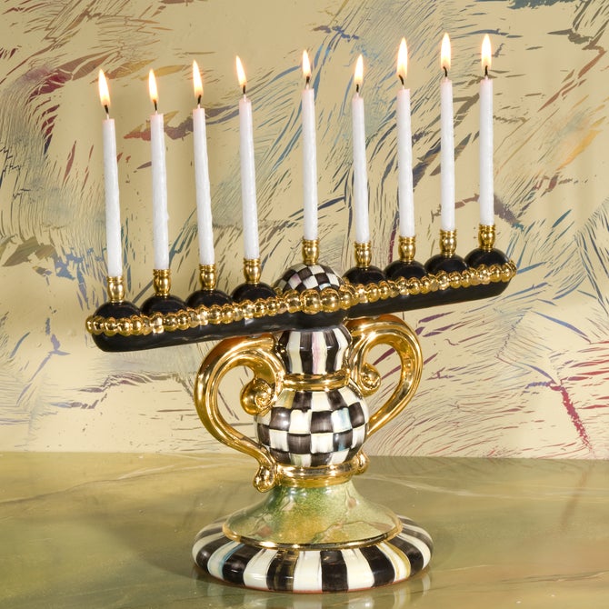 Courtly Check Ceramic Menorah