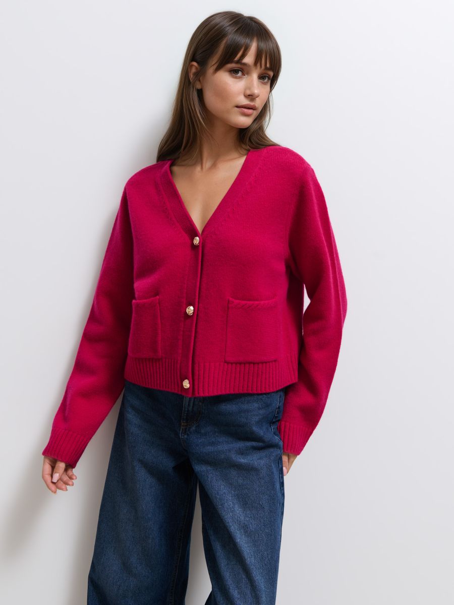 Wełniany ciemnobrązowy kardigan