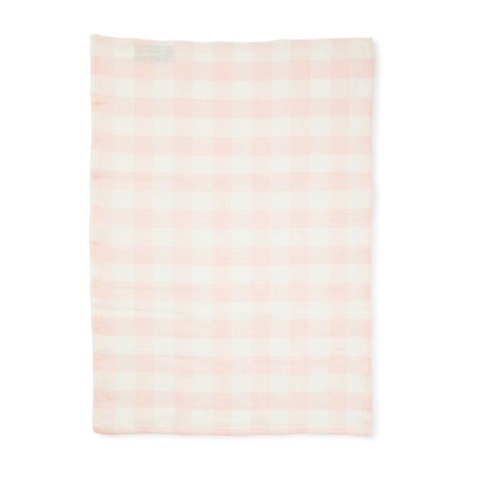 Pink Check Linen Dish Towel