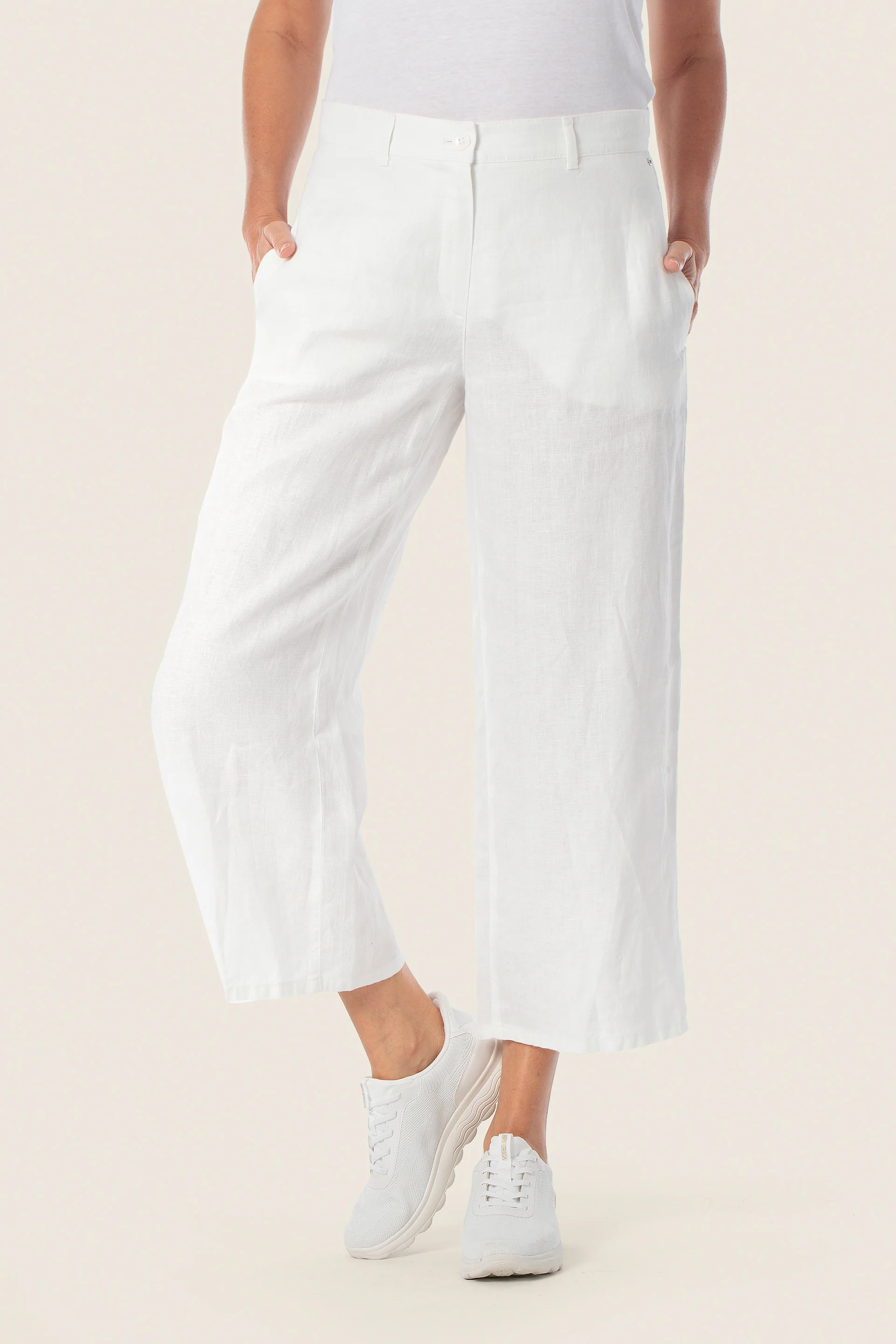 Leinen-Culotte-Hose mit Seitenschlitzen