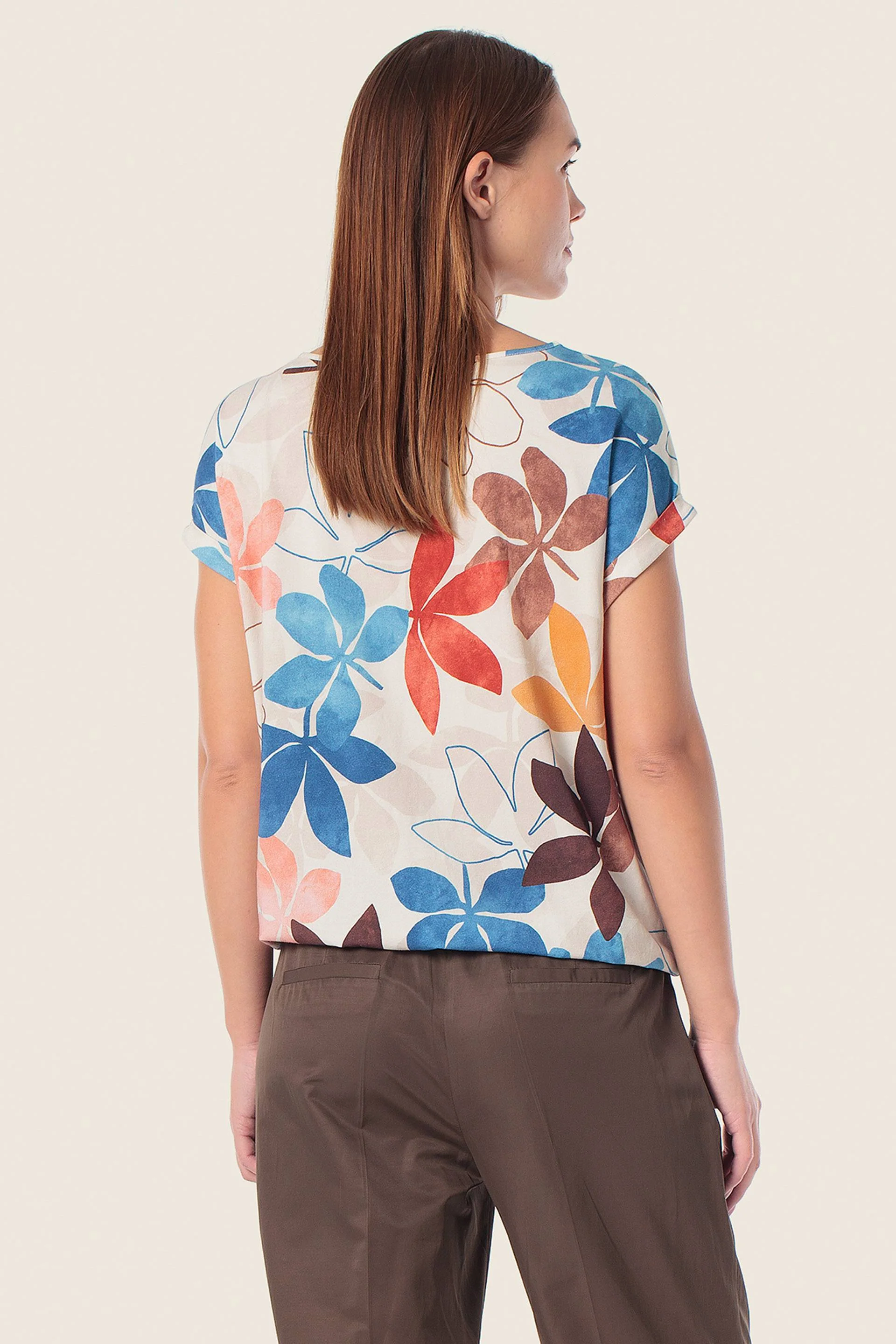Bedrucktes T-Shirt mit verstellbarem Saum