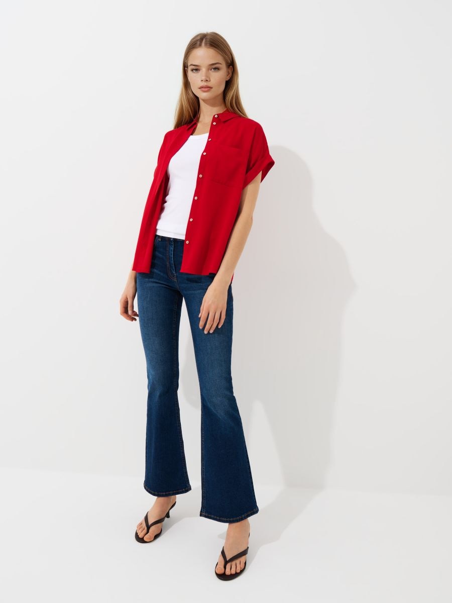 Czerwona koszula z wiskozy