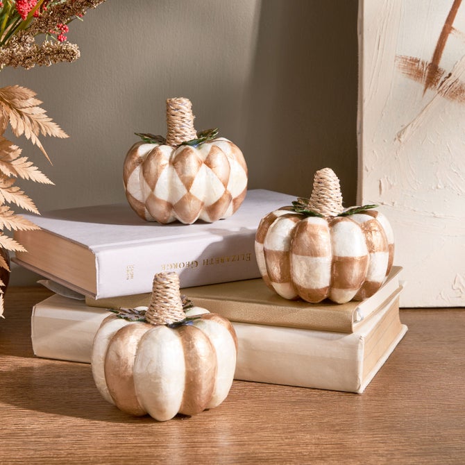 Mocha Capiz Pumpkins, Set of 3