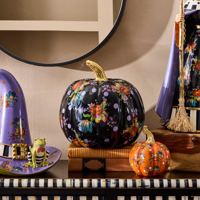 Black Flower Market Medium Pumpkin