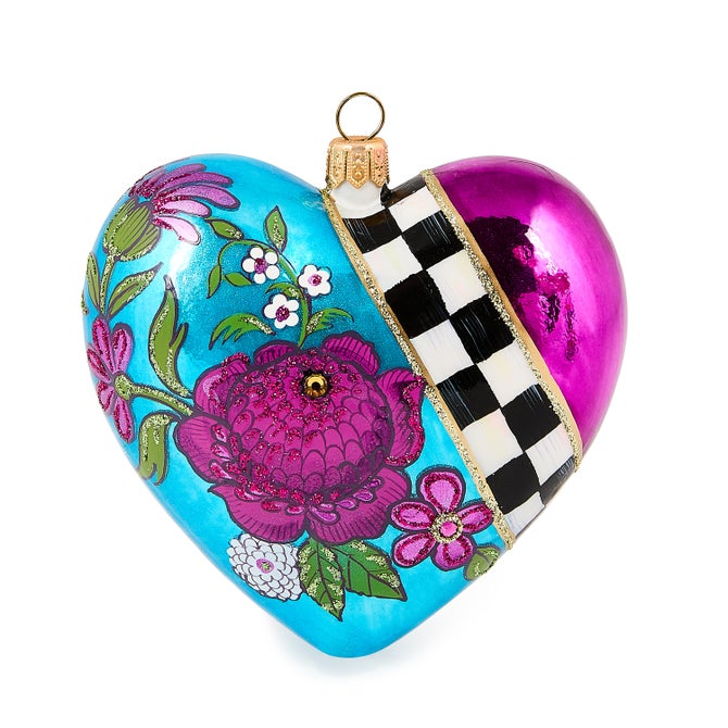 Floral Heart Glass Ornament