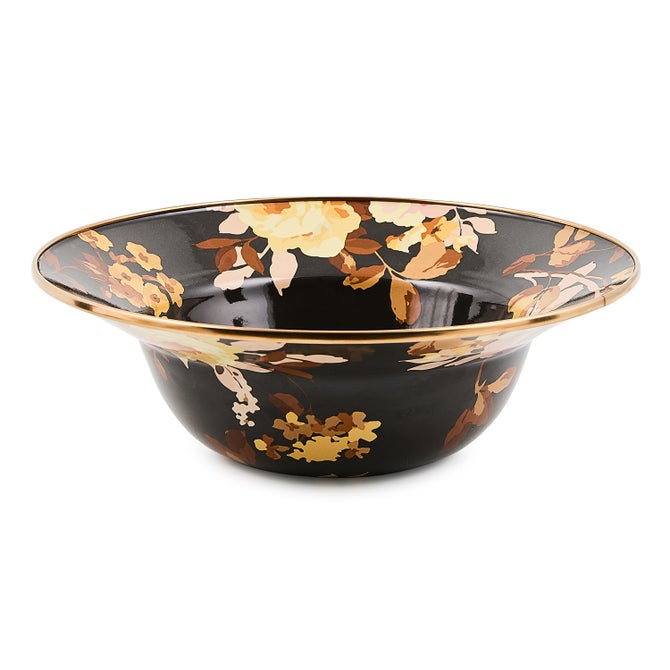 Wild Rose Brown Serving Bowl