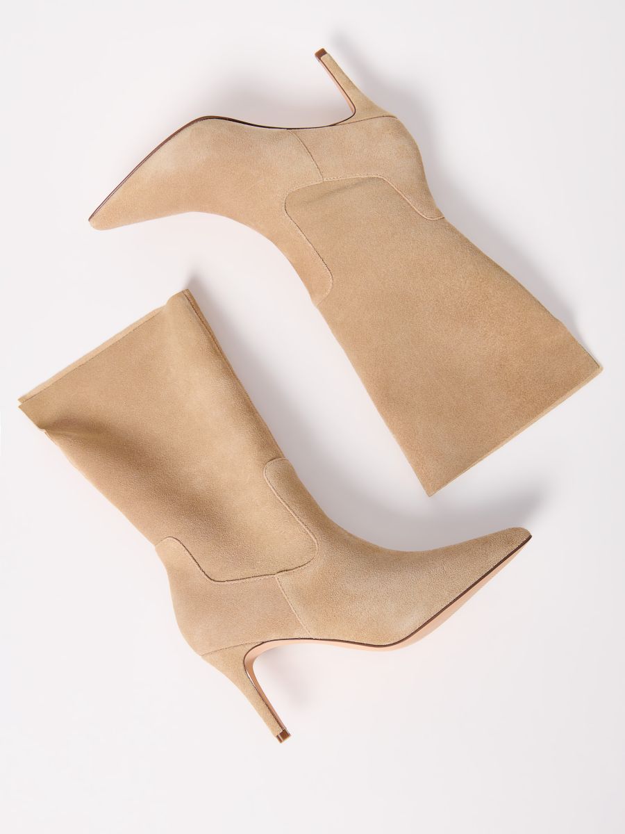 Skórzane botki na szpilce