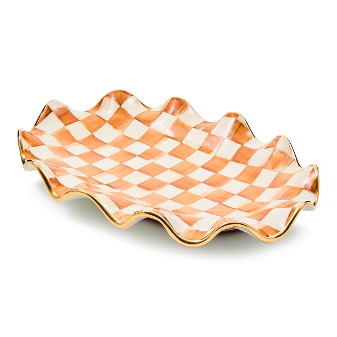 Ginger Check Ceramic Serving Platter