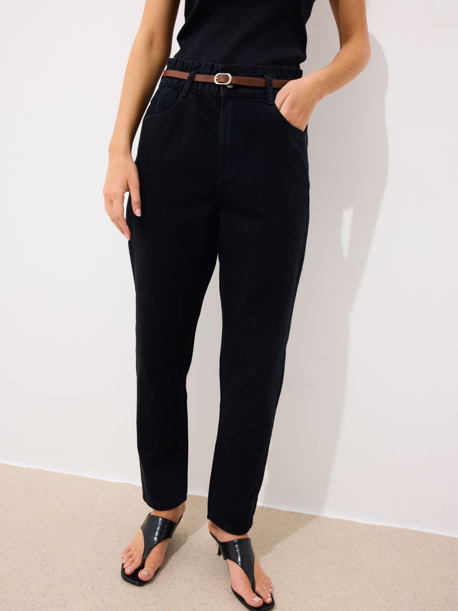 Jeansy paperbag z paskiem