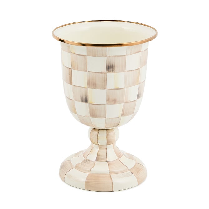 Mocha Check Pedestal Vase