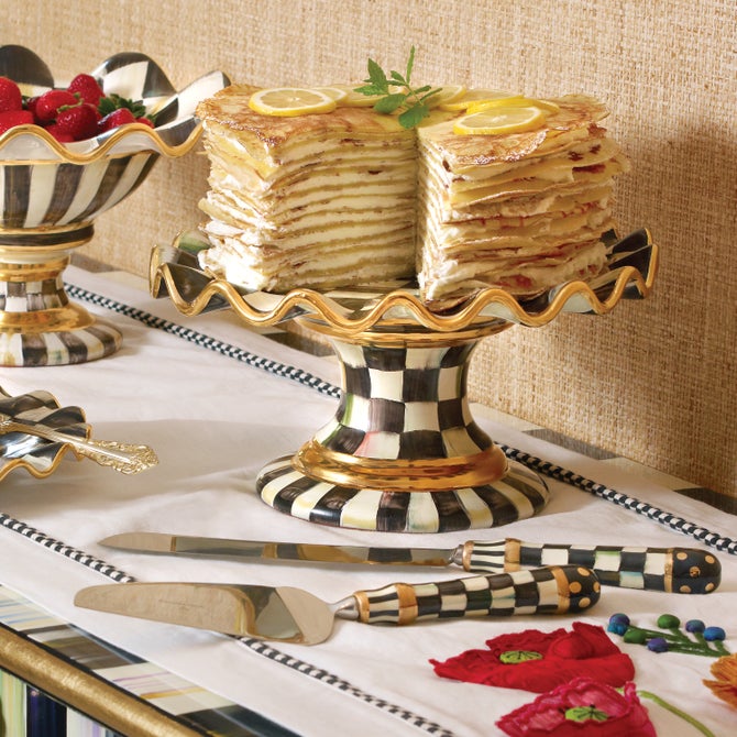 Check Fluted Ceramic Cake Stand