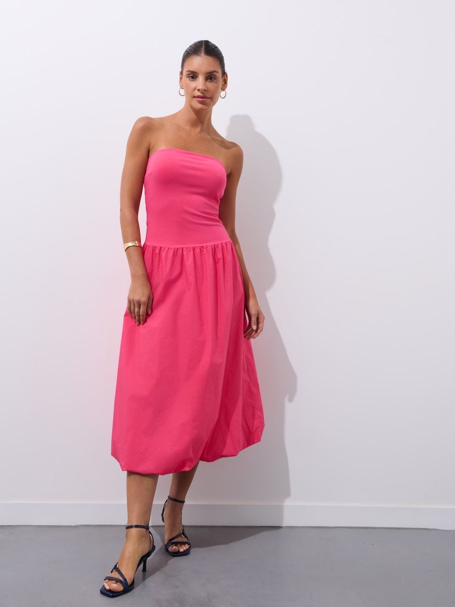 Bawełniana różowa ssukienka maxi