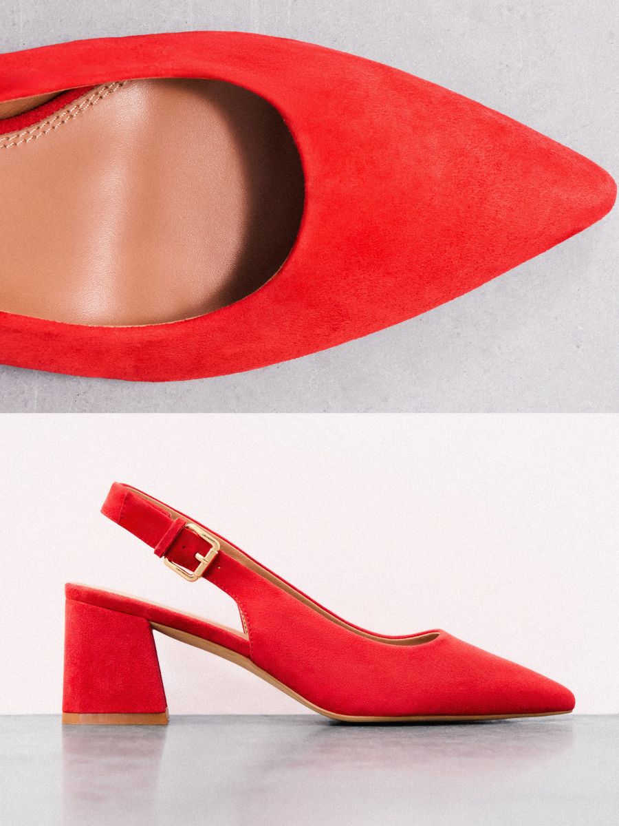 Skórzane czółenka na słupku