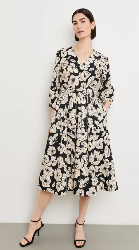 GERRY WEBERA Line Dress with Waist BandBlack/Cream