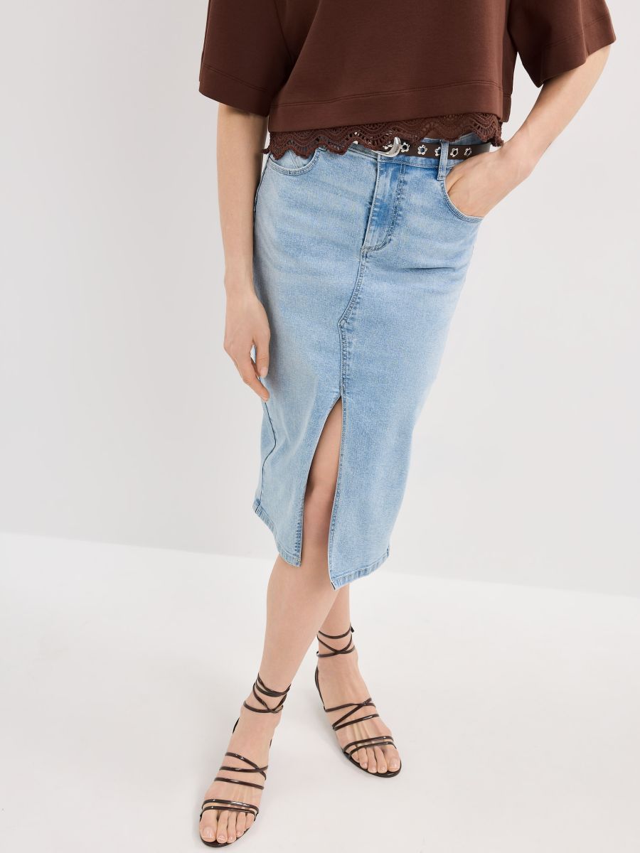 Jeansowa spódnica midi