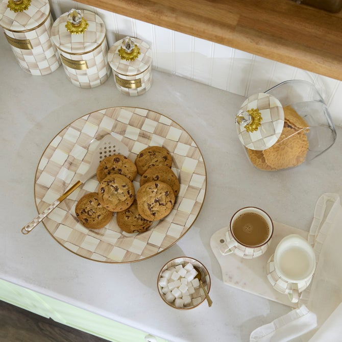 Check Enamel Serving Platter