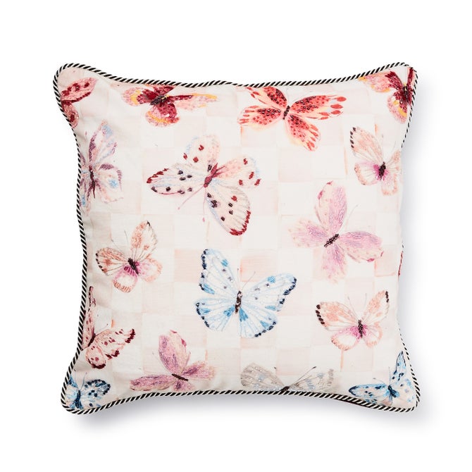 Eternity Butterfly Checked Throw Pillow