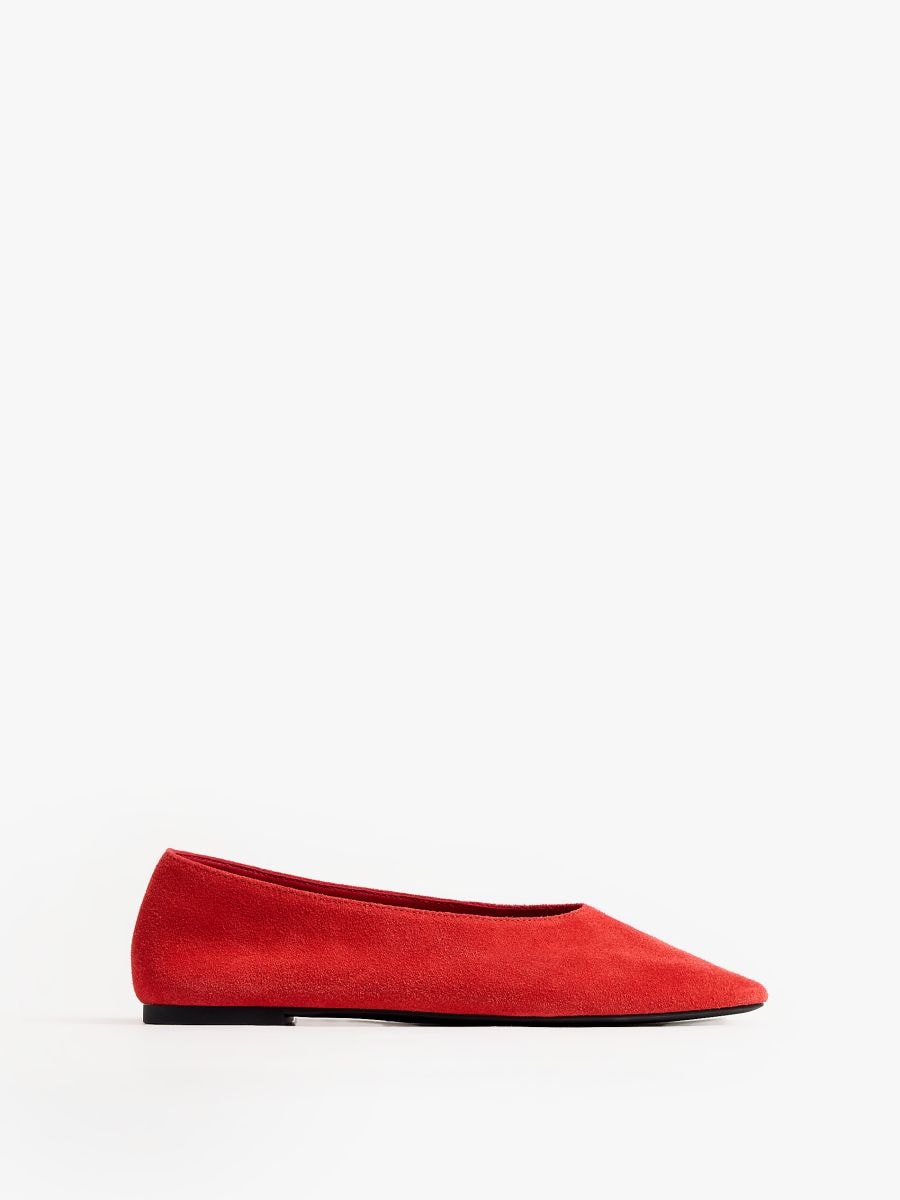 Zamszowe czerwone baleriny