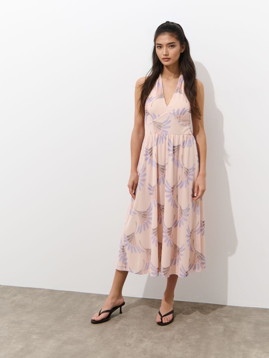 Sukienka midi z wiązaniem na szyi