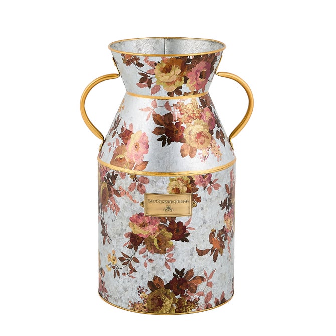 Wild Rose Galvanized Small Milk Can