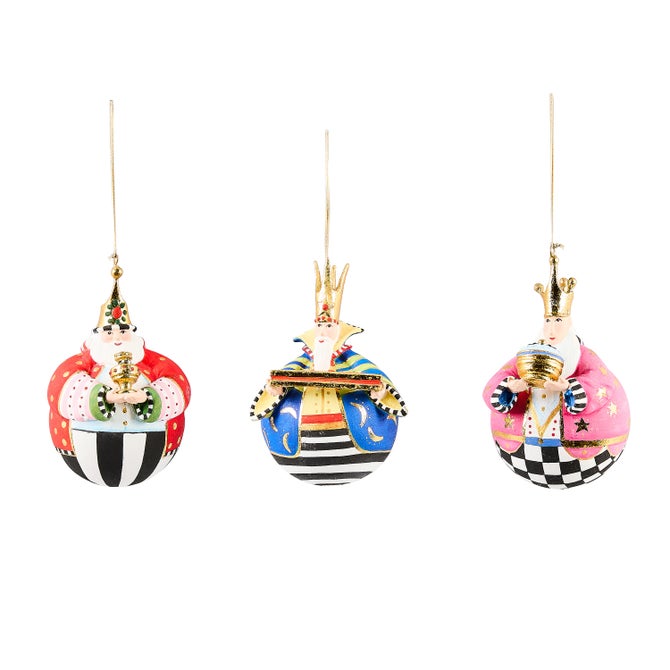 Patience Brewster Nativity Jolly Wisemen Ball Ornaments, Set of 3