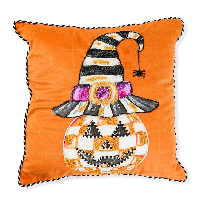 Jack O' Lantern in Hat Throw Pillow