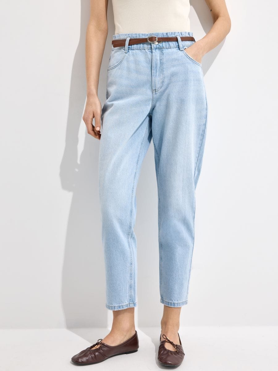 Jeansy paperbag z paskiem