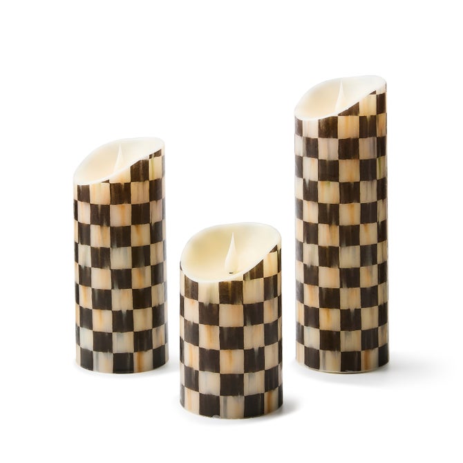 Courtly Check Flicker Candles - Set of 3