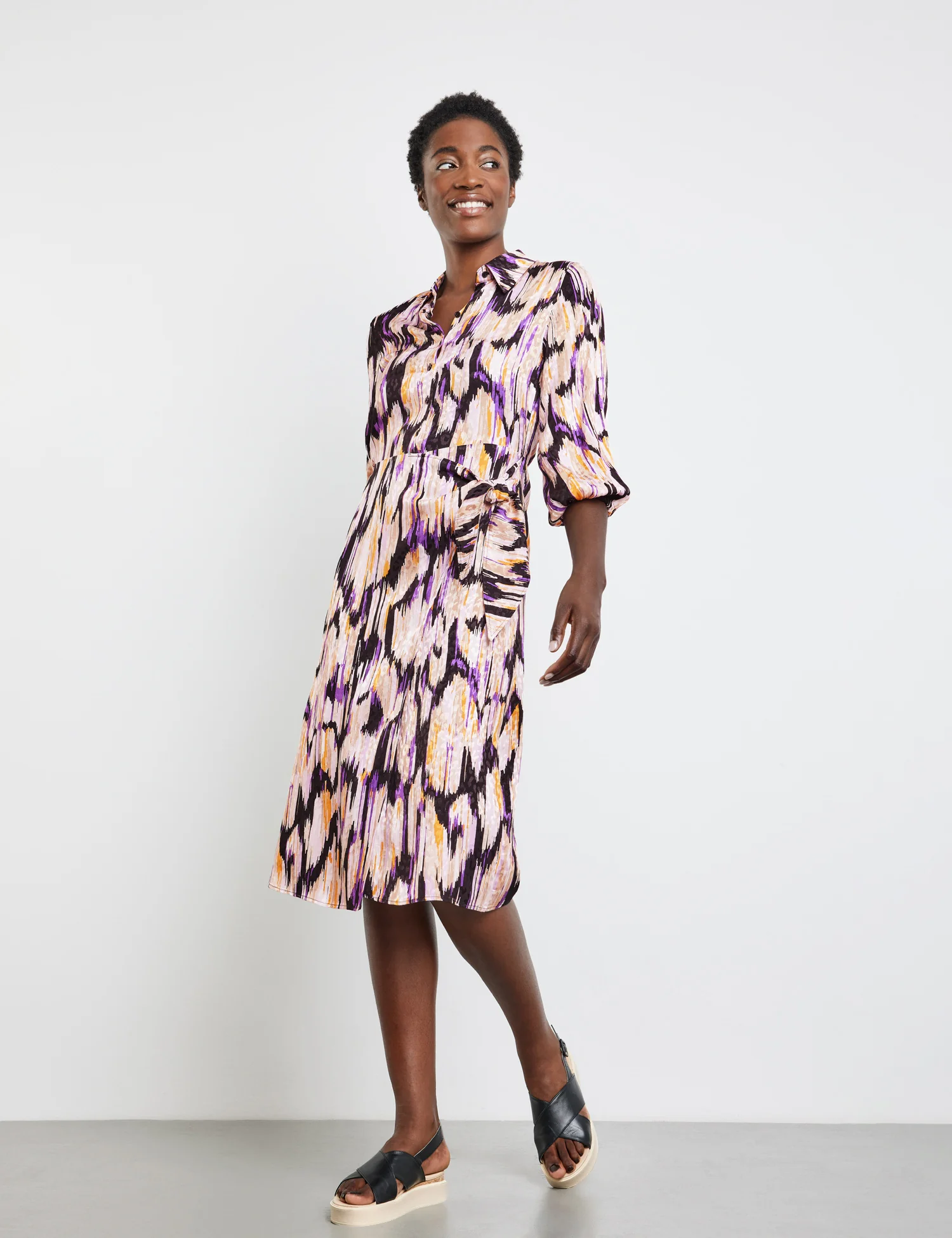 GERRY WEBER Patterned blouse dress with a wrap-over skirt Purple mix