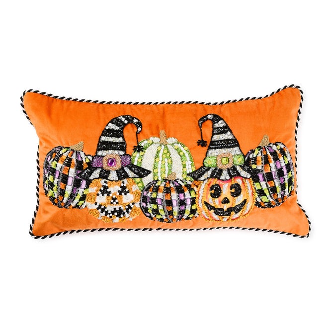 Jack O' Lantern in Hat Lumbar Throw Pillow