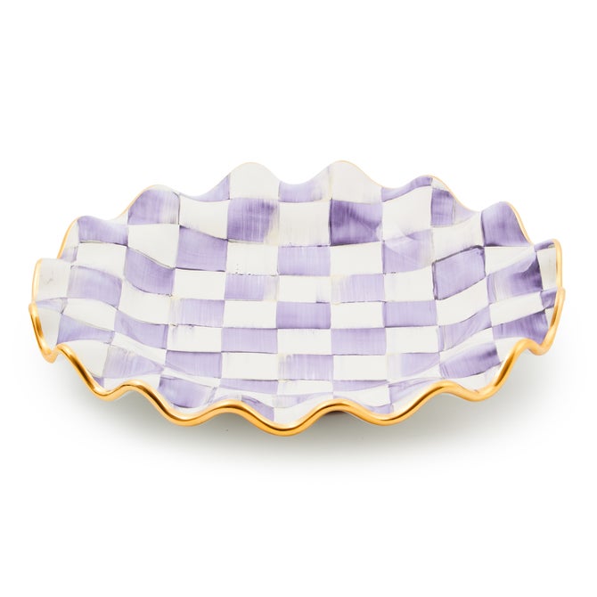 Plum Check Ceramic Fluted Dinner Plate