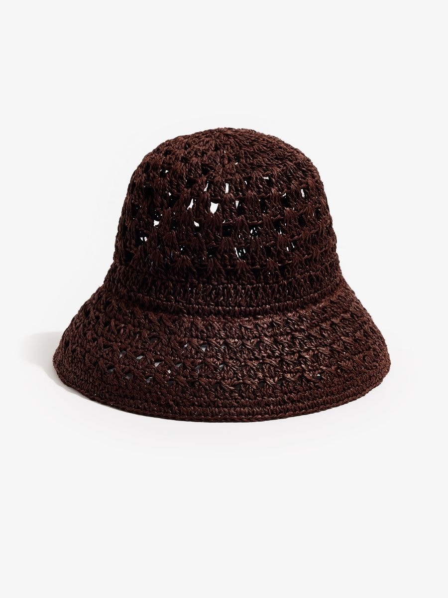 Brązowy kapelusz typu bucket hat